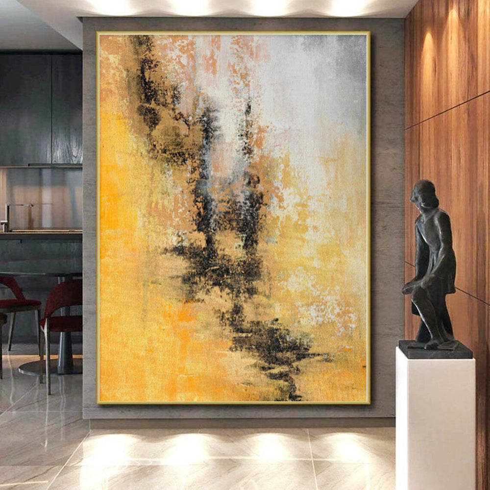 “Sunny Yellow Abstract” - Cheerful Abstract Painting On Canvas PS0041