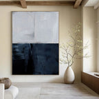 “Split - Tone Abstraction” - Light Gray & Dark Gray Contrast Painting On Canvas DS206