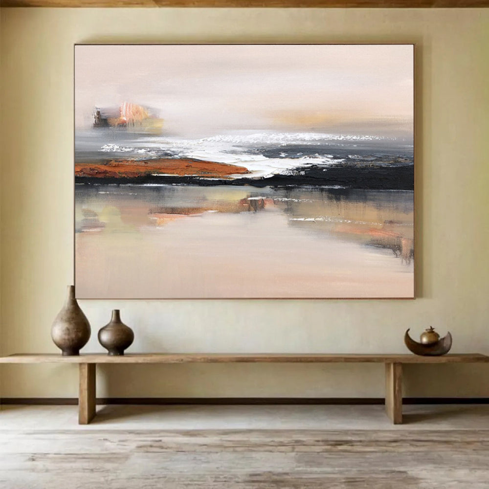 “Soft - Toned Coastal Abstract” - Textured Oil Painting on Canvas DKS914