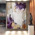 “Purple - Gold Abstract with Bold Shapes” - Expressive Abstract Painting On Canvas PS0259
