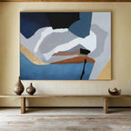 Geometric Blues and Neutrals Abstract Painting On Canvas DKS173