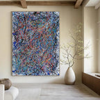 Colorful Tangled Lines on White "Color Chaos" Abstract Painting On Canvas PS1316