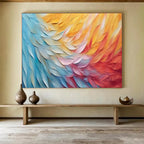 “Color - Blended Feather Waves” - Textured Abstract Painting On Canvas PT201