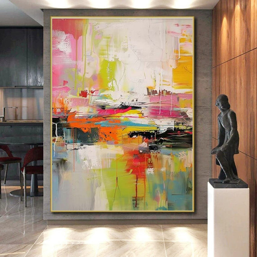 “Rainbow Abstract Energy” - Multicolor Abstract Expressionist Painting On Canvas PS0697