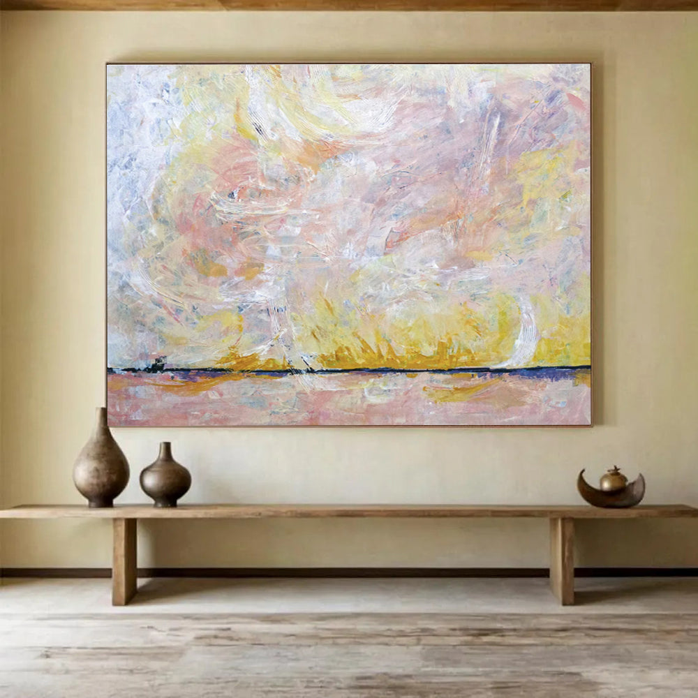 “Pastel Sky Abstract Landscape” - Abstract Painting On Canvas DKS564