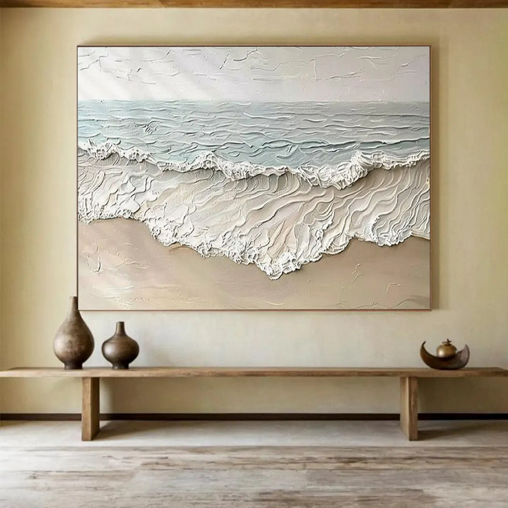 “Textured Seaside Waves” - Impasto Coastal Painting On Canvas PT1581
