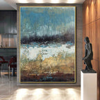 “Blue & Brown Landscape Abstract” - Abstract Landscape Painting On Canvas PS0420