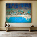 “Textured Blue Forest Abstract” - Nature - inspired Textured Painting On Canvas DKS385