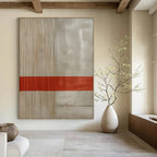 “Beige - Gray Minimalist Lines” - Minimalist Abstract Painting On Canvas DS007