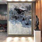 “Blue - Grey Abstract Subtle Shapes” - Quiet Abstract Painting On Canvas PS0359