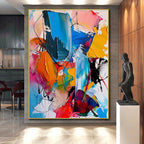 “Dynamic Color and Line Symphony” - Energetic Abstract Painting On Canvas PS0231