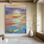 “Impasto Sunset Seascape” - Impasto Landscape Painting On Canvas PT1040