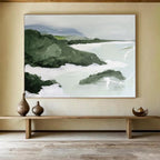 “Green Coastal Landscape Abstract” - Landscape Abstract Painting, Suitable for Beach House & Bedroom DKS603