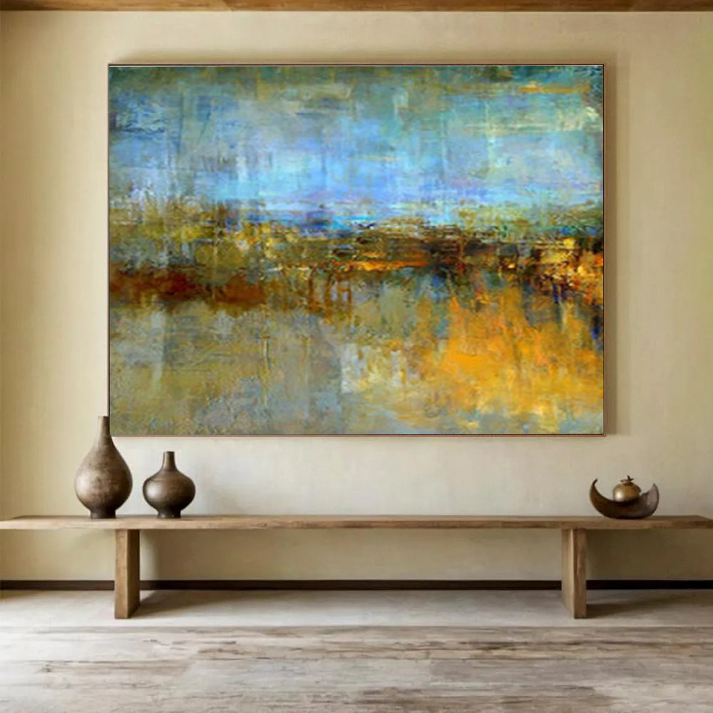 Blended Horizon Abstract - Soft - edged Landscape Painting On Canvas DKS372