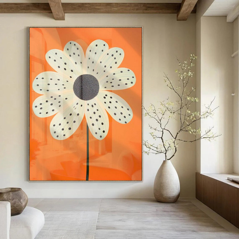 Whimsical Flower, "Polka Dot Daisy" – Pop Art Painting On Canvas PS1041