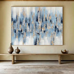 “Blue and Gold Abstract Strokes” - Abstract Acrylic Painting, Ideal for Living Room & Office DKS601