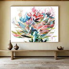 “Colorful Floral Abstract” - Botanical Abstract Painting On Canvas PT138