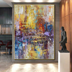 Colorful Abstract Cityscape, "Urban Mosaic" – Abstract Cityscape Painting On Canvas PS0914