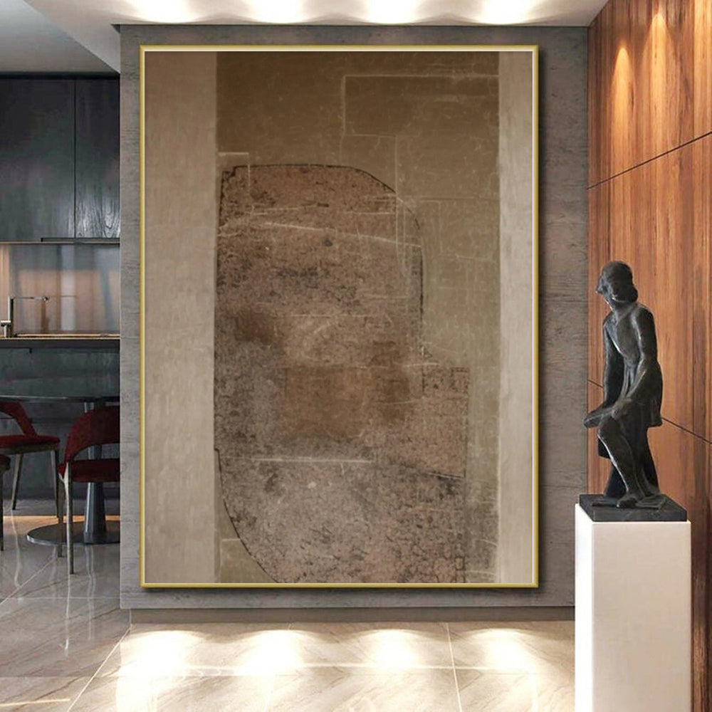 “Brown - Gray Textured Composition” - Brown, Gray Abstract Painting On Canvas PS0520