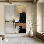 “Gray, Black, and Gold Abstract” - Contemporary Abstract Painting On Canvas PT2251