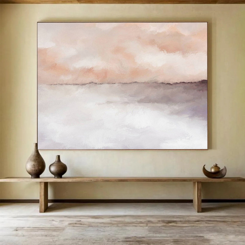 “Blush - Gray Reflections” - Serene Landscape Painting On Canvas DKS418