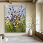 “Colorful Wildflowers: Impasto Floral Painting” - Vibrant Botanical Art On Canvas PT0947