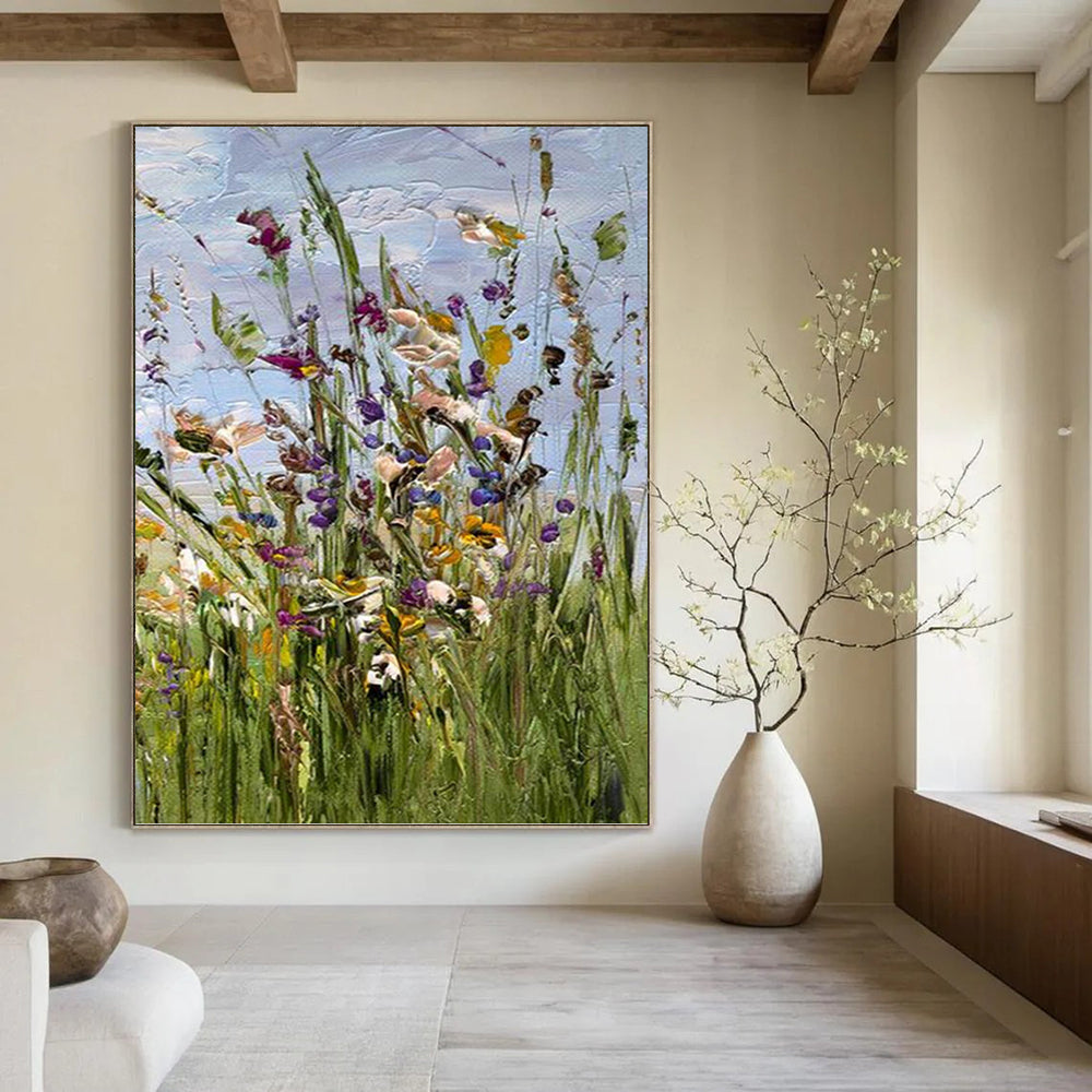 “Colorful Wildflowers: Impasto Floral Painting” - Vibrant Botanical Art On Canvas PT0947