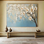 Blossom Serenity - 3D Textured Floral Oil Painting, Ideal for Bedroom & Spa DKS671