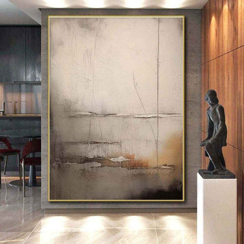 “Neutral Textured Layers” - Neutral Tones Abstract Minimalist Painting On Canvas PS0709