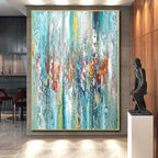 “Colorful Vertical Abstract Strokes” - Expressive Abstract Painting On Canvas PS0284