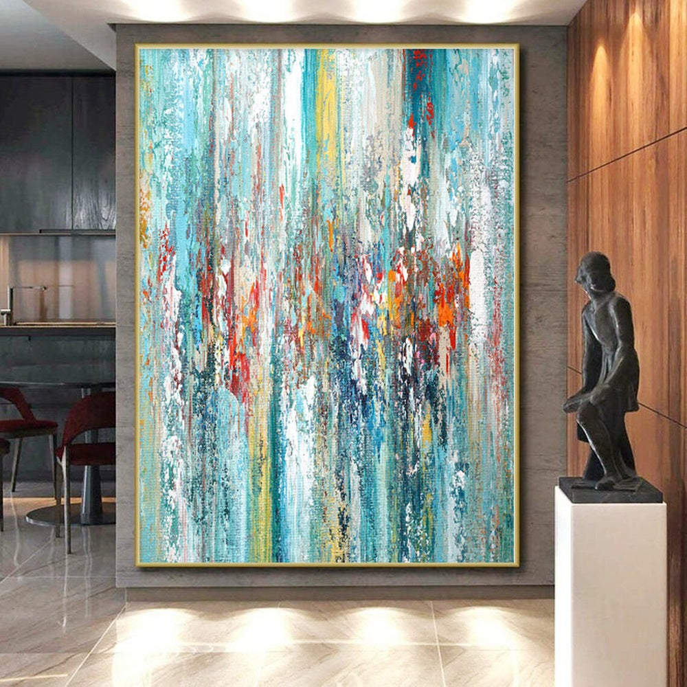 “Colorful Vertical Abstract Strokes” - Expressive Abstract Painting On Canvas PS0284