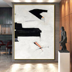 “Black - Orange - Grey Abstract Geometric Shapes” - Modern Abstract Painting On Canvas PS0328