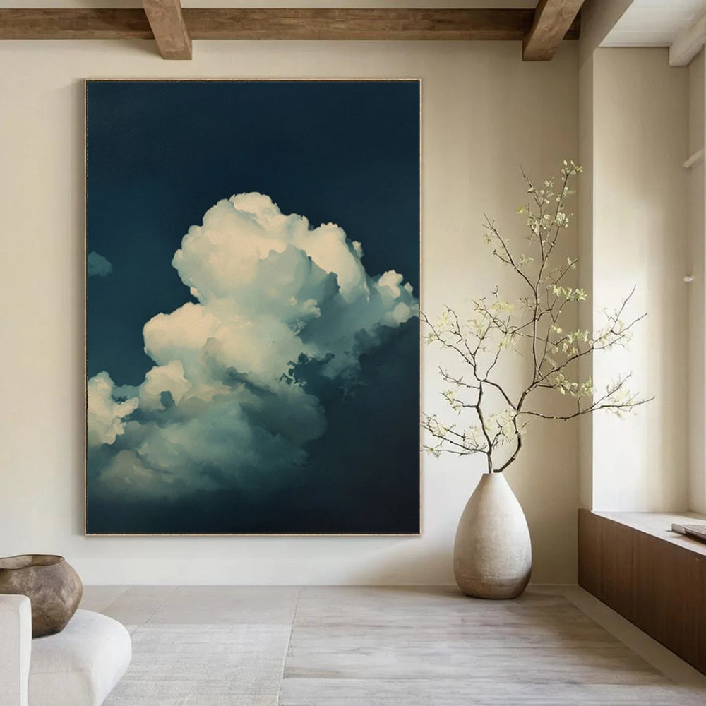 “Blue - White Dreamy Clouds” - Surreal Sky Painting On Canvas DS020