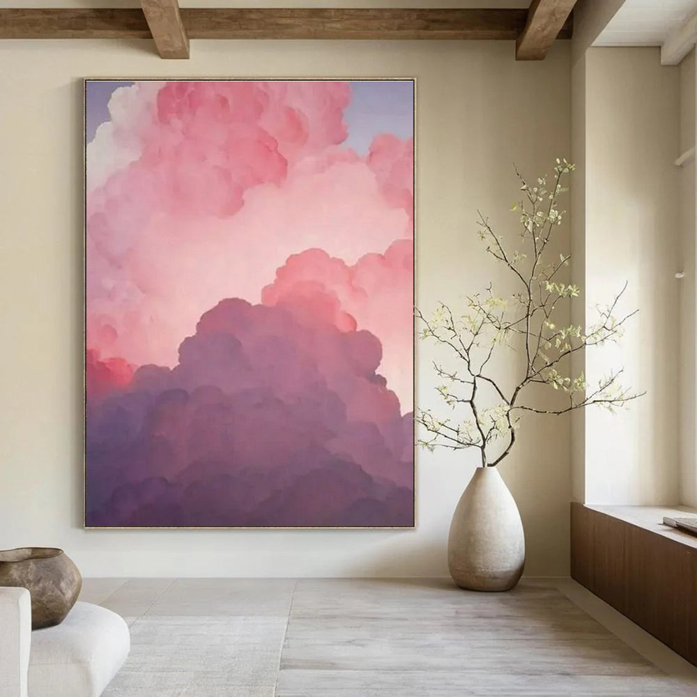 Pink, Purple, Blue with Fluffy Clouds "Dreamy Skies" Abstract Painting On Canvas PS1438