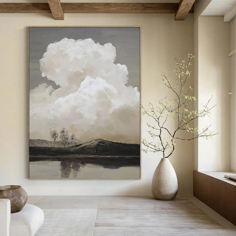 “Monochromatic Cloudscape” - Impressionist - Inspired Landscape Painting On Canvas PT1439