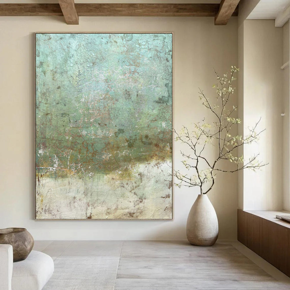 “Teal & Rust Abstract Texture” - Textured, Nature - Inspired Painting On Canvas PT1472