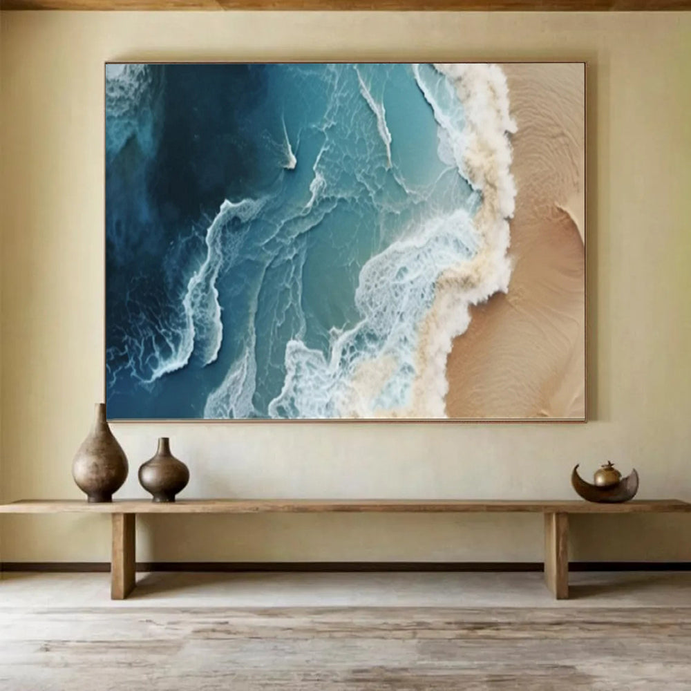 “Aerial - View Ocean Waves” - Photographic - Abstract Painting On Canvas PT1547