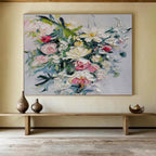 Colorful Blooms - Flower Bouquet Oil Painting, Ideal for Living Room & Bedroom DKS661