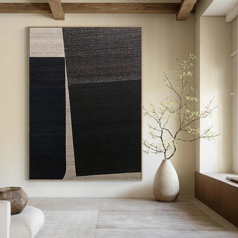 “Black - Grey Abstract Squares” - Bold Abstract Painting On Canvas PT1114