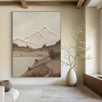 “Sepia - Toned Mountain Vista - Textured Landscape” Painting On Canvas DS268