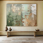 “Green and Brown Textured Abstract” - Earthy Abstract Painting On Canvas PT107