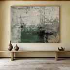 Grey and Green Abstract Layers Abstract Expressionist Painting On Canvas DKS151