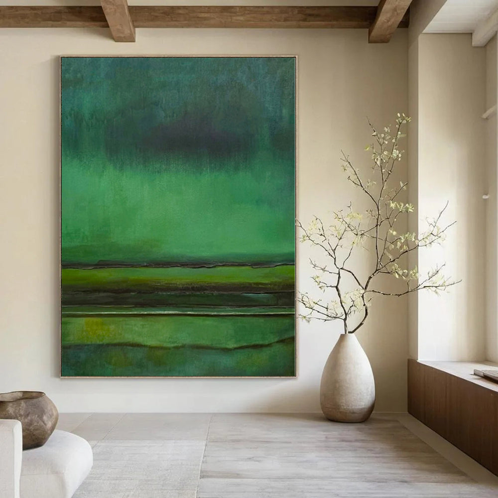 “Green Gradient Abstraction” - Serene Abstract Painting On Canvas PS0190