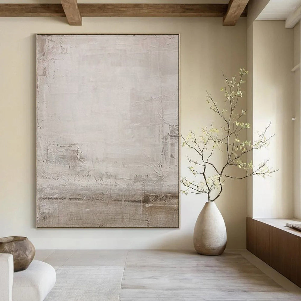 Light Gray Textured, "Faded Memories" – Textured Abstract Painting On Canvas PS0979