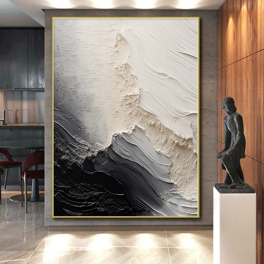 “Monochrome Textured Abstract” - Minimalist Abstract Painting On Canvas PS0081