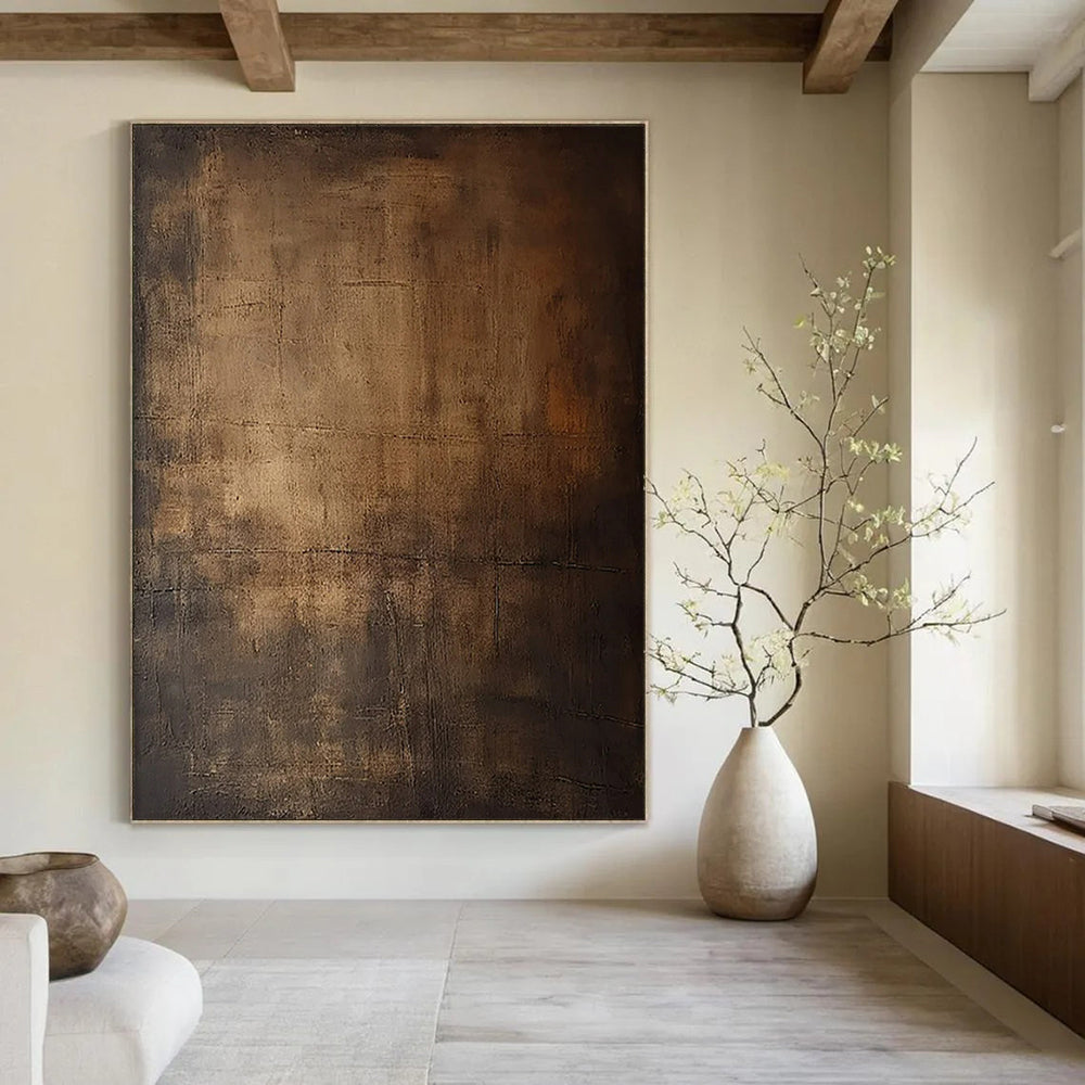 Dark Brown Textured, "Earthy Abyss" – Abstract Textured Painting On Canvas PS0944