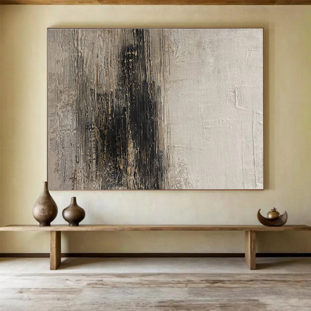 Textured Grey and Black Abstract Painting On Canvas DKS086