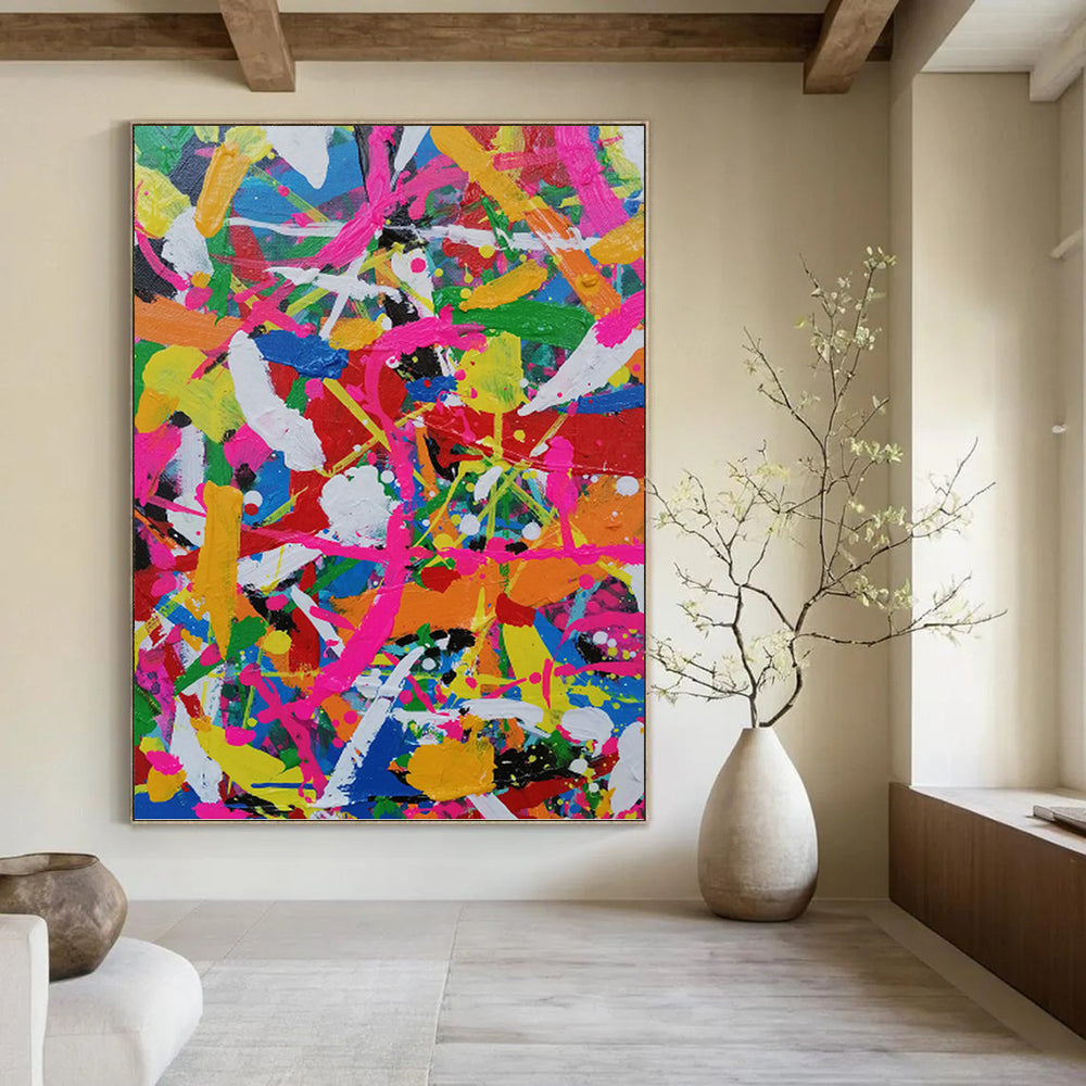 “Color - Explosion Abstract” - Abstract Expressionist Painting On Canvas PT1277