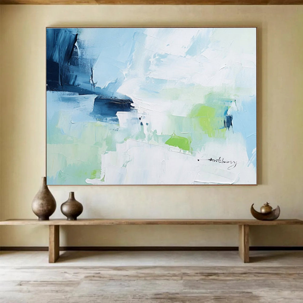 “Blue - Green Abstract Serenity” Painting On Canvas DKS308
