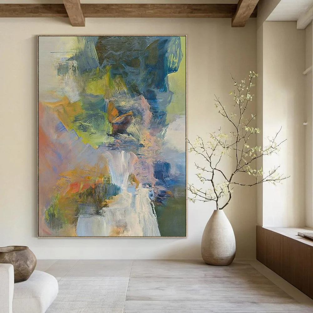 “Colorful Abstract Composition” - Impressionist Abstract Painting On Canvas PT2263